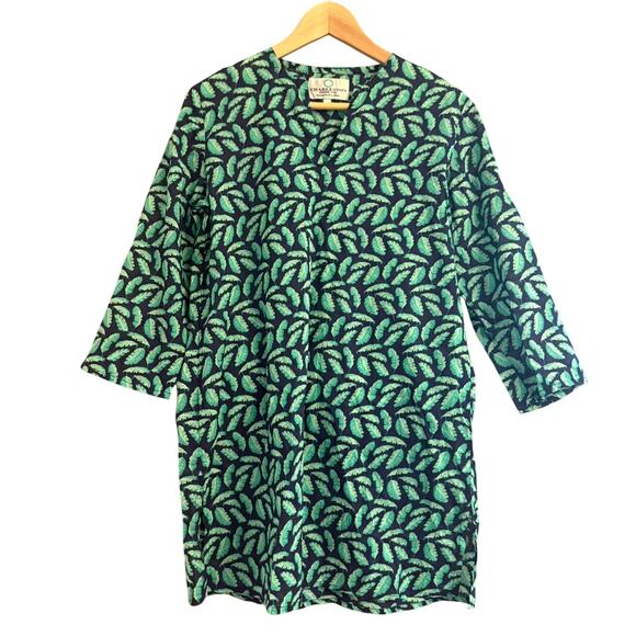Charleston Shoe Company Swim Cover Up Cotton Leaf Print Tunic Dress Size M - Picture 1 of 9